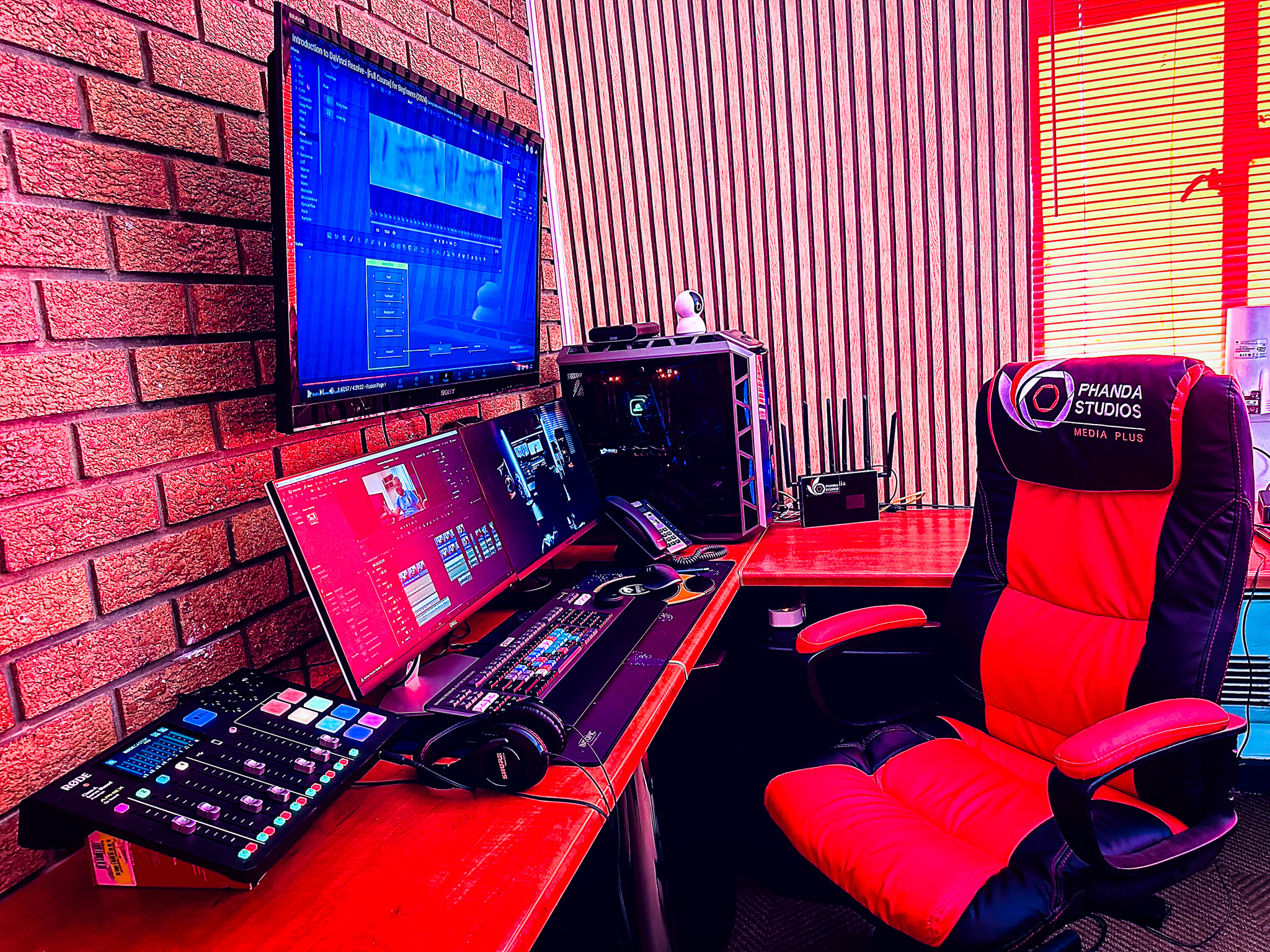 Colour grading suite with scopes and calibrated reference monitors